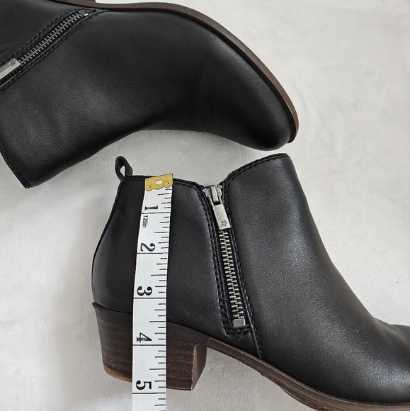 Lucky Brand Black Basel Smooth Leather Side Zip Block Heel Booties - Picture 6 of 15